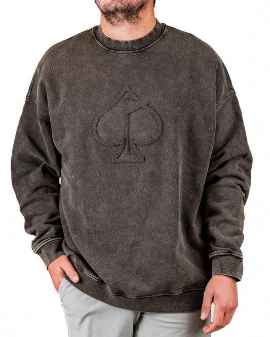 Embossed Spade Crewneck - Washed Iron